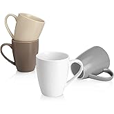 Sweese Porcelain Mugs - 16 Ounce (Top to the Rim) for Coffee, Tea, Cocoa, Set of 4, Neutral Colors