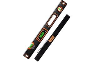 Mecurate 24-Inch Digital Level, Professional Smart Precision Torpedo Level Tool, Bright LCD Display, Audible Alerts, Magnetic Bottom, Dust Water Resistant, with Carrying Case