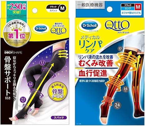Amazon セット買い 寝ながら メディキュット ボディシェイプ スパッツ 骨盤サポート M 骨盤矯正 着圧レギンス 一般医療機器 おうちで メディキュット リンパケア ロング M 着圧 加圧 血行改善 むくみケア 弾性 靴下 メディキュット ドラッグストア