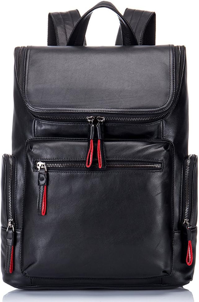 Boshiho Real Leather Laptop Backpack Fashion Travel Bag Daypack for Men (Flat Pattern)