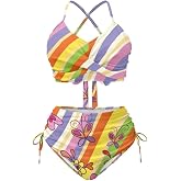 Jndtueit Two Piece Bikini Set for Women Sexy Bathing Suit Ruched Swimsuit Tie Two Sides Bottom Swimwear XS-3XL