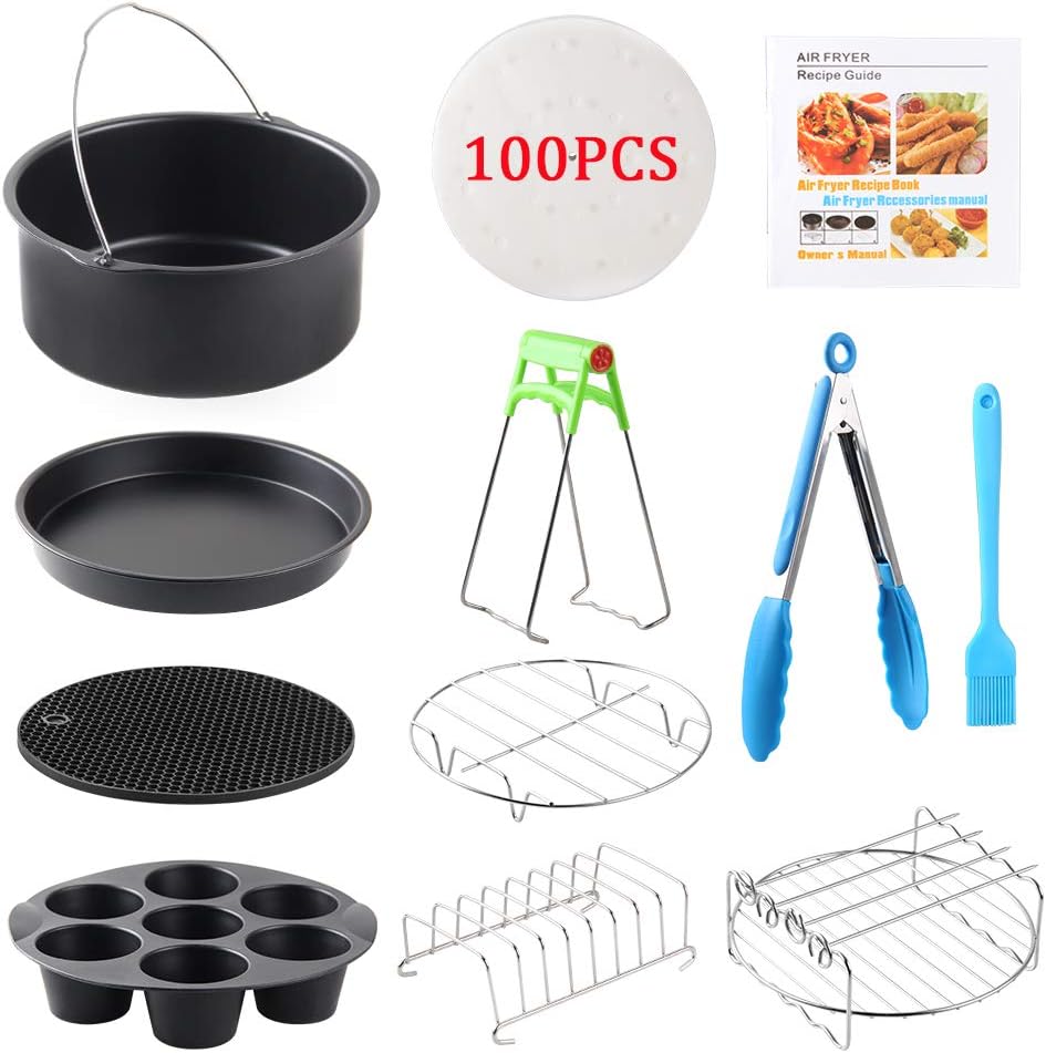 YOUDirect 8 Inch Air Fryer Accessories Set of 12pcs for Philips Gowise Ninja Cozyna Cosori Secura Airfryer and Instant Pot, Fit for Most 4.2QT - 6.8QT or Larger Air Fryer