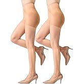 Aaronano 2 Pairs Women's Control Top Pantyhose Shaping Sheer Tights Tummy Control Support Stockings 20 Denier Nylons