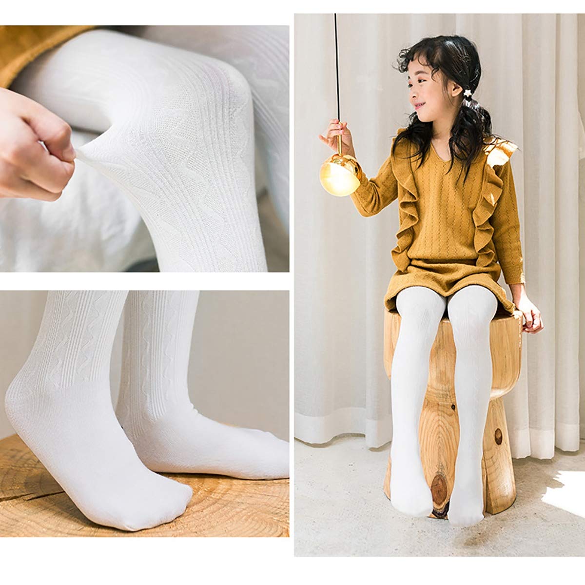 3//5PCS Stretch Knit Girl Tights,Multicolour Fashion Full Length Footed Kid Toddler Tight Legging Pantyhose