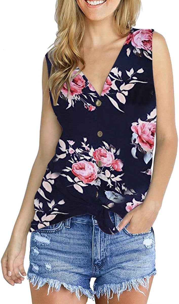 SAMPEEL Womens Waffle Knit Tunic Blouse Tie Knot Henley Tops Loose Fitting Bat Wing Plain Shirts