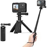 VRIG TP29 Extenable Mini Camera Tripod,Portable Small Handle Grip Desktop Webcam Selfie Stick Tripod for DJI Osmo Action 5Pro/4/3/AKASO Brave EK7000,Pole Tripod for Action Camera Hero 13 12 11 10 Max