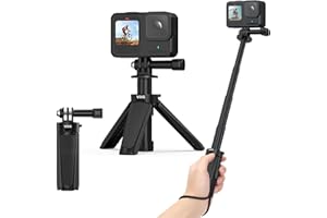 VRIG EXPRESS VRIG TP29 Extenable Mini Camera Tripod,Portable Small Handle Grip Desktop Webcam Selfie Stick Tripod for DJI Osmo Action 5Pro/4/3/AKASO Brave EK7000,Pole Tripod for Action Camera Hero 13 12 11 10 Max