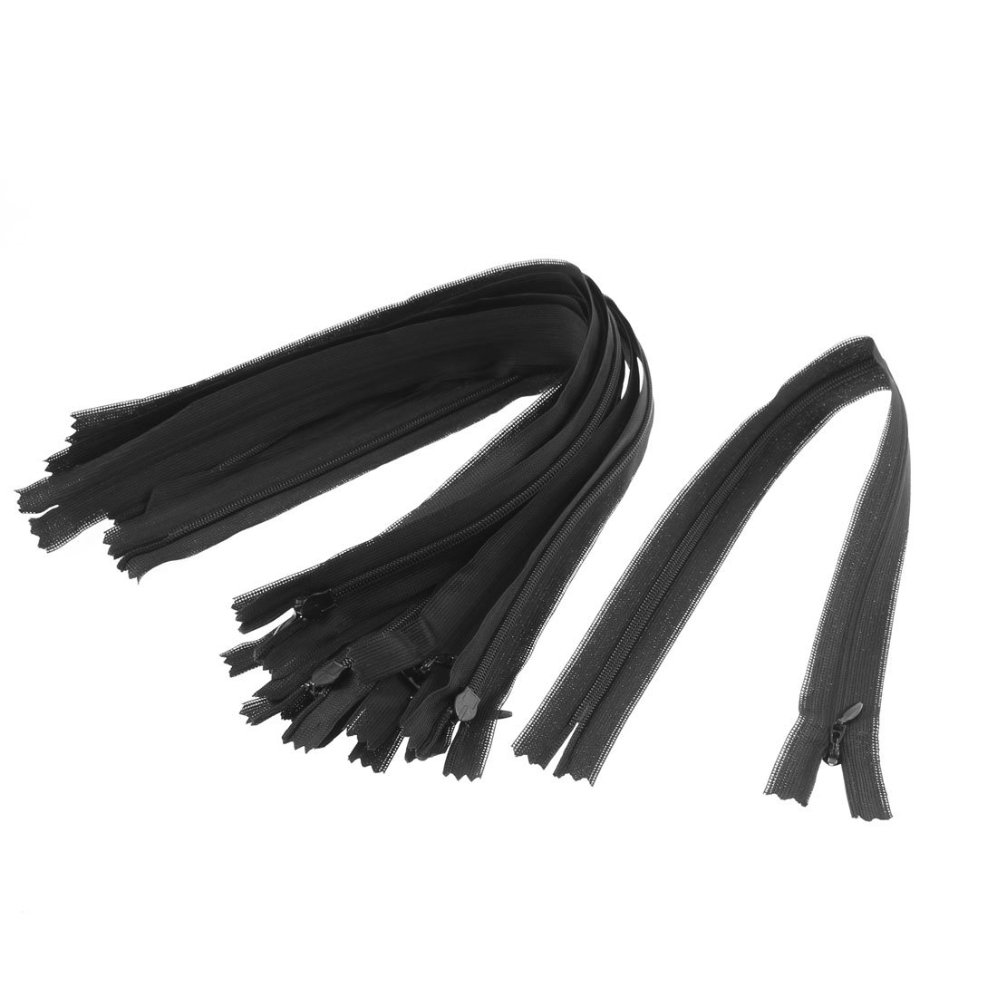 sourcingmap Nylon Invisible Concealed Zip Zipper 14 Inch 10 Pcs Black