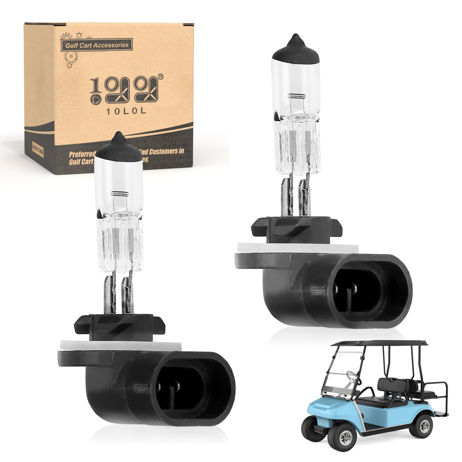 Photo 1 of 10L0L Golf Cart Halogen Headlight Bulb 37W 12V Light Bulb 886 for Club Car DS 1999-up & Precedent 2004-up, EZGO 1994-up Super Bright 2 PCS OEM# 101988101 74004-G01