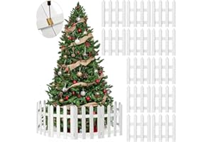 ANVAVO 12 Pack Thick Christmas Tree Fence White Wooden Picket Fence Tree Fence Decorations for Kids Pet Dogs Xmas Wedding Party Decorations Miniature Home Garden Border Lawn Edge Fence, 12 x 12 Inch