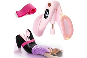 QIUQIUTONG8 QIUTONG Thigh Master 2025 Upgraded, 10-78LB Thigh Master Thigh Exerciser, LED Inner Thigh Exerciser, 360° Pelvic Floor Exercise Devices, Hip Trainer Kegel Excerciser, 20LB Resistance Band, Light Pink