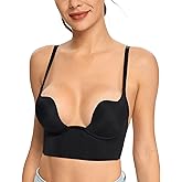 HACI Deep U Neckline Backless Push Up Bra Plunge Low Cut for Sexy Support