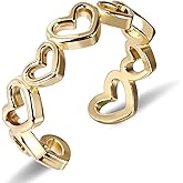 Desnuage Gold Open Heart Ring - Trendy Adjustable Statement Ring for Women