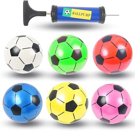 Amazon サッカーボールおもちゃ 子供用 6個 カラフルな子供用ミニおもちゃ サッカーボール 幼児用 プラスチック製膨らませるおもちゃ サッカーボール 7 5インチビーチボール ポンプ付き サッカー おもちゃ