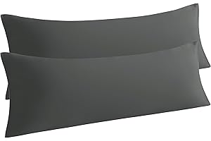 NTBAY Body Pillow Cases Set of 2, 2 Pack Brushed Microfiber 20x54 Pillow Cases, Soft, Wrinkle, Fade, Stain Resistant Dark Grey Pillow Cases with Envelope Closure, 20x54 Inches, Dark Grey