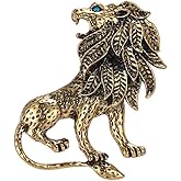 Vintage Lion Brooch Pin for Women Girls Men Antique Gold Tone Wild Animal Brooches Lapel Pins Dress Costume Accessories Boho Halloween Holiday Decor Jewelry Gift Souvenir for Friend Father Uncle