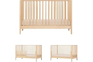 dadada Baby LaLa 3 in 1 Convertible Crib - Wood Crib Converts into Toddler Bed & Daybed - Greenguard Gold Certified, Made in Italy - 3 Adjustable Mattress Heights - Solid Beechwood (Natural)