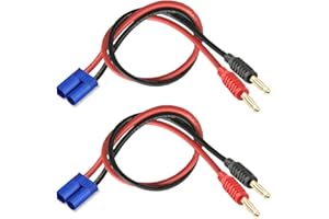 WOODGUILIN EC5 Connector Plug,EC5 Connector Male to 4mm Banana Plugs Battery Charge Lead Adapter with 12AWG 30CM Cable Wire for RC Helicopter Vehicle Toys,Quadcopter Car(2Pack EC5 Banana)