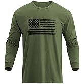 H HYFOL Men's Graphic T-Shirts USA Flag Cotton Long Sleeve American Patriotic Crewneck Regular Tee Shirts