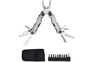 23-in-1 Multitool Pliers, Multi Tool Pocket Knife with 11 Screwdriver Bits, Stainless Steel Multi Tools with Needle-Nose Plie
