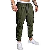 JMIERR Mens Casual Cargo Joggers Pants Elastic Waist Drawstring Stretch Relaxed Fit Work Pants Tapered Sweatpants