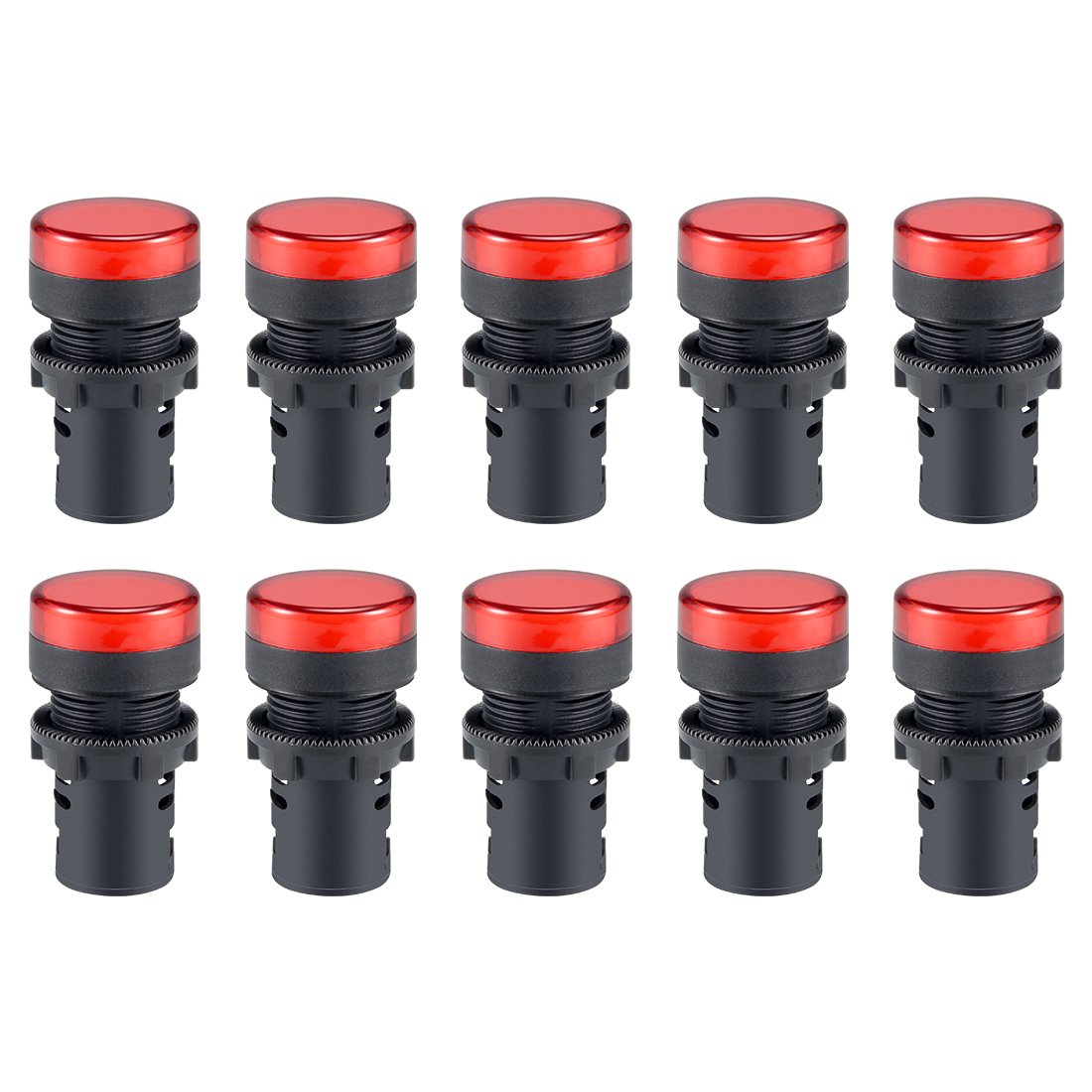 uxcell 10Pcs Red Indicator Light AC/DC 24V, 22mm Panel Mount, for Electrical Control Panel, HVAC, DIY Projects: Home Improvement