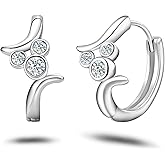 Mouse Hoop Earrings White Gold Plated Sterling Silver Sparkling Cubic Zirconia Mouse Cartilage Huggie Earrings Dainty Animal Earrings Birthday Jewelry Gift for Women Daughter
