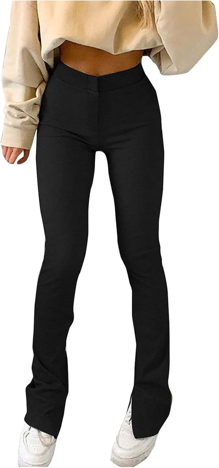 Pantalon Avec Bouton Pression Sur Le Cote Pantalon Ample Femme Taille Haute Casual Pantalons évasés,Overdose