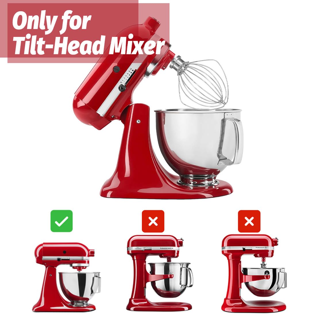 K45WW Dishwasher Safe Wire Whip Attachment 6 Wire Whisk Upgrade Real Stainless Steel Fits KitchenAid Tilt-Head Stand Mixer for Egg Heavy Cream Beater, Cakes Mayonnaise