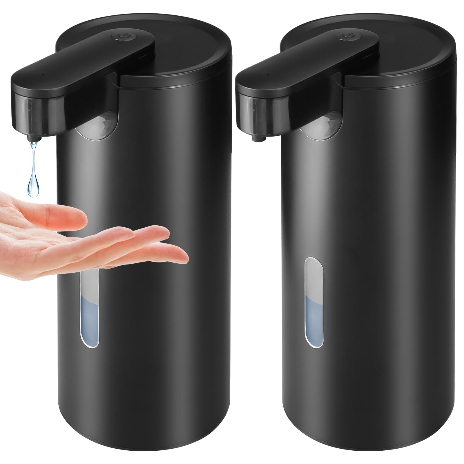 Photo 1 of 2 Pack Automatic Liquid Soap Dispenser, Touchless 12oz/340ml Stainless Steel Soap Dispenser, Motion Sensor Pump for Bathroom Kitchen Dish Soap, Hands-Free and Waterproof(Black)
