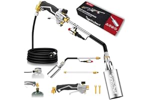 Propane Torch Weed Burner Heavy Duty - 340,000 BTU Weed Torch with 2 Extension Modes, Piezo Trigger(Self Igniting)&12.5ft Hos
