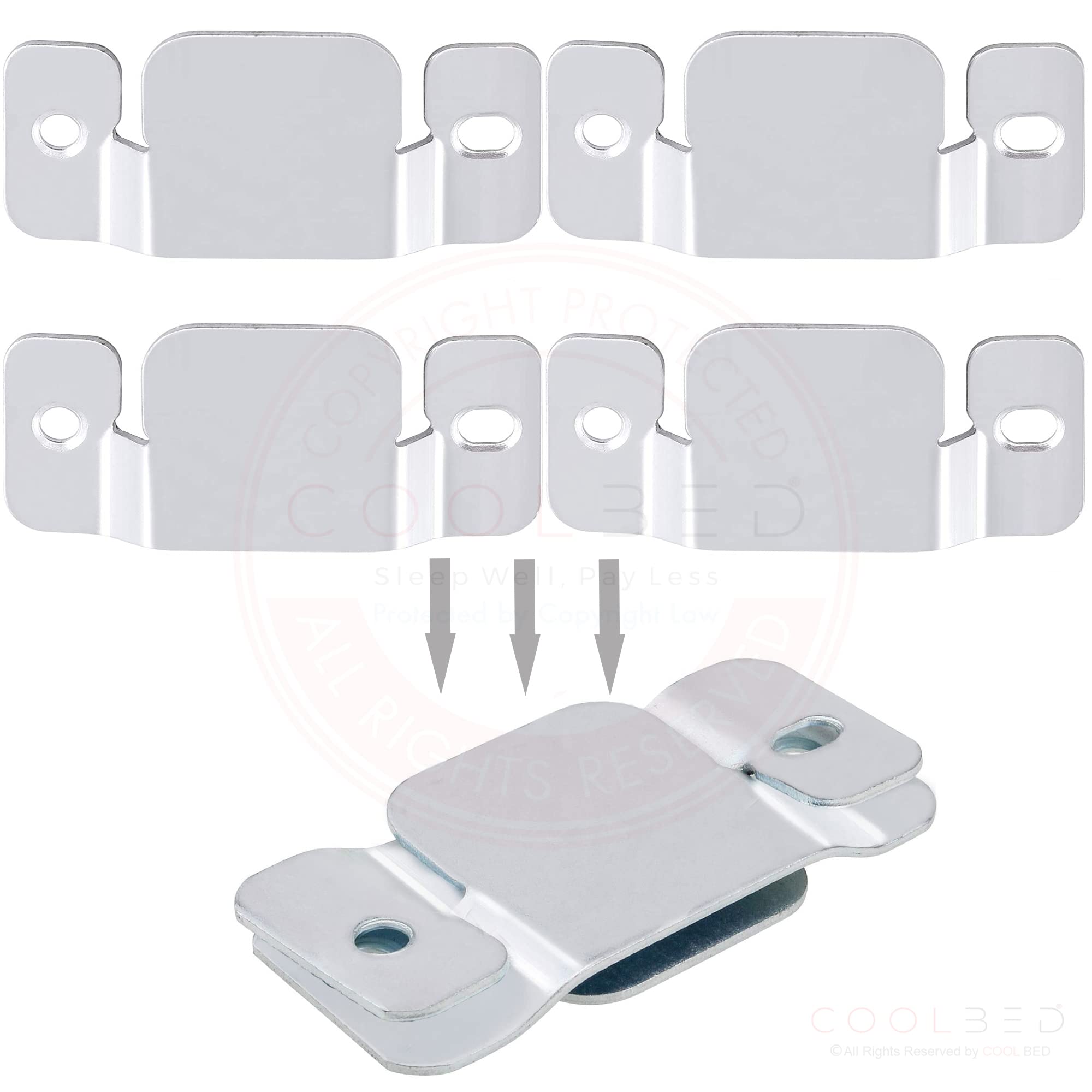 Cool Bed 6 x Flush Concealed Mount Bracket, Heavy Duty Interlocking Hang Brackets for Headboard, Furniture Connector, Stainless Steel Wall Mount Hanger