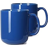 Smilatte 20 OZ Large Coffee Mug, M016 Plain Ceramic Boss Big Tea Cup with Handle for Dad Men, Set of 2, Blue