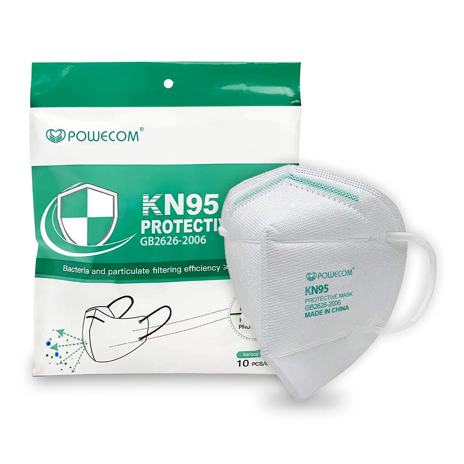 Powecom KN95 Face Mask Disposable Masks Non Medical 10 Pack | amzdealz