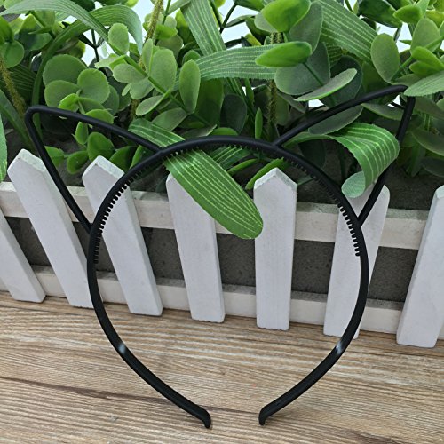 XIMA 12pcs Black Color Cute ABS Plastic Girls Cat Ears Headband Girls Head Band Baby for Children Accessories (Black-Cat Ear)