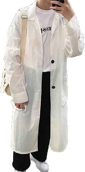 Amazon Yitong メンズ パーカー ロング コート 日焼け止め 服 デザイン 薄手 夏 コート ジャケット 長袖 かっこいい カジュアル きれいめ パーカーホワイトe コート ジャケット 通販