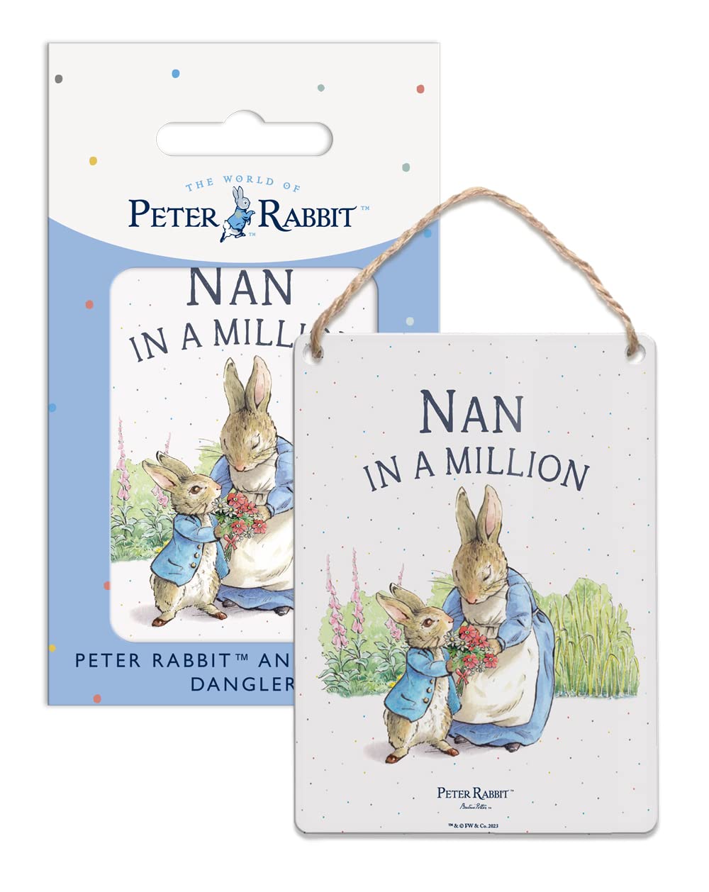 Metal Dangler Sign (65 x 90 mm) - Beatrix Potter - Peter Rabbit - NAN in a MILLION