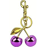 ERTUNA Glitter Cherry Bag Charm with Key Ring and Clip, Cute Cherry Keychain for Women's Purses and Handbags