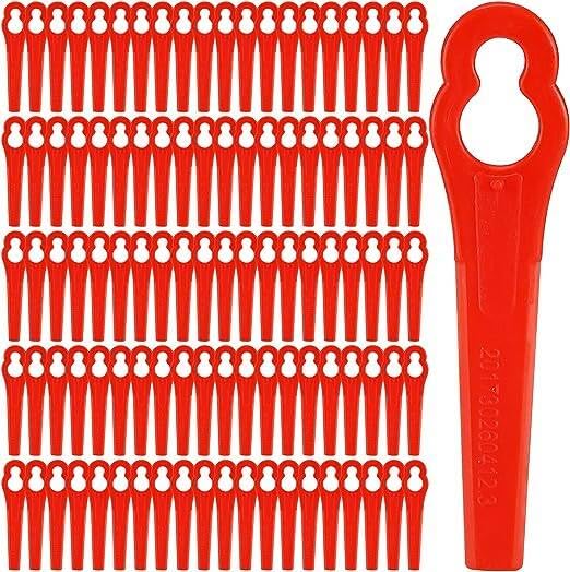 AIWMQYYF Plastic Grass Trimmer Blades, 100Pcs Plastic Lawn Mower Blades Replacement Lawn Mower Cutting Blades, 83 mm Plastic Replacement Blades for Einhell Grass Strimmer-Red
