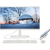 HP 21.5" FHD All-in-One Desktop Computer, Dual-Core Intel Celeron, Windows 11, Snow White (16GB RAM)