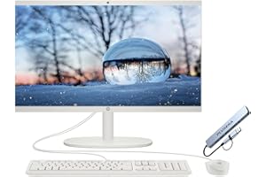HP 21.5" FHD All-in-One Desktop Computer, 32GB RAM 1.5TB Storage (1TB SSD+512GB Docking Station Set), Dual-Core Intel Celeron, Windows 11 Pro with Microsoft Office Home & Business Included, Snow White