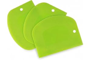 3 PCS Green Plastic Dough Scraper Tools - Bench Scrapers & Bowl Scrapers for Dough, Cake Decorating, Baking - Non-Slip Food S