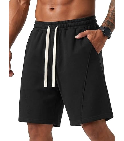 ZUY Men's Baggy Sweat Shorts Cotton Long Below Knee Fleece Capri
