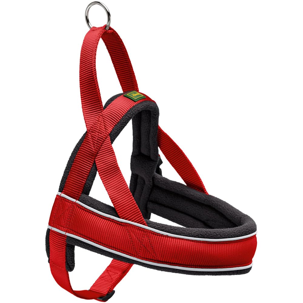 Hunter Racing Norwegian harness for dogs, nylon, reflective, coat-friendly, Red, M