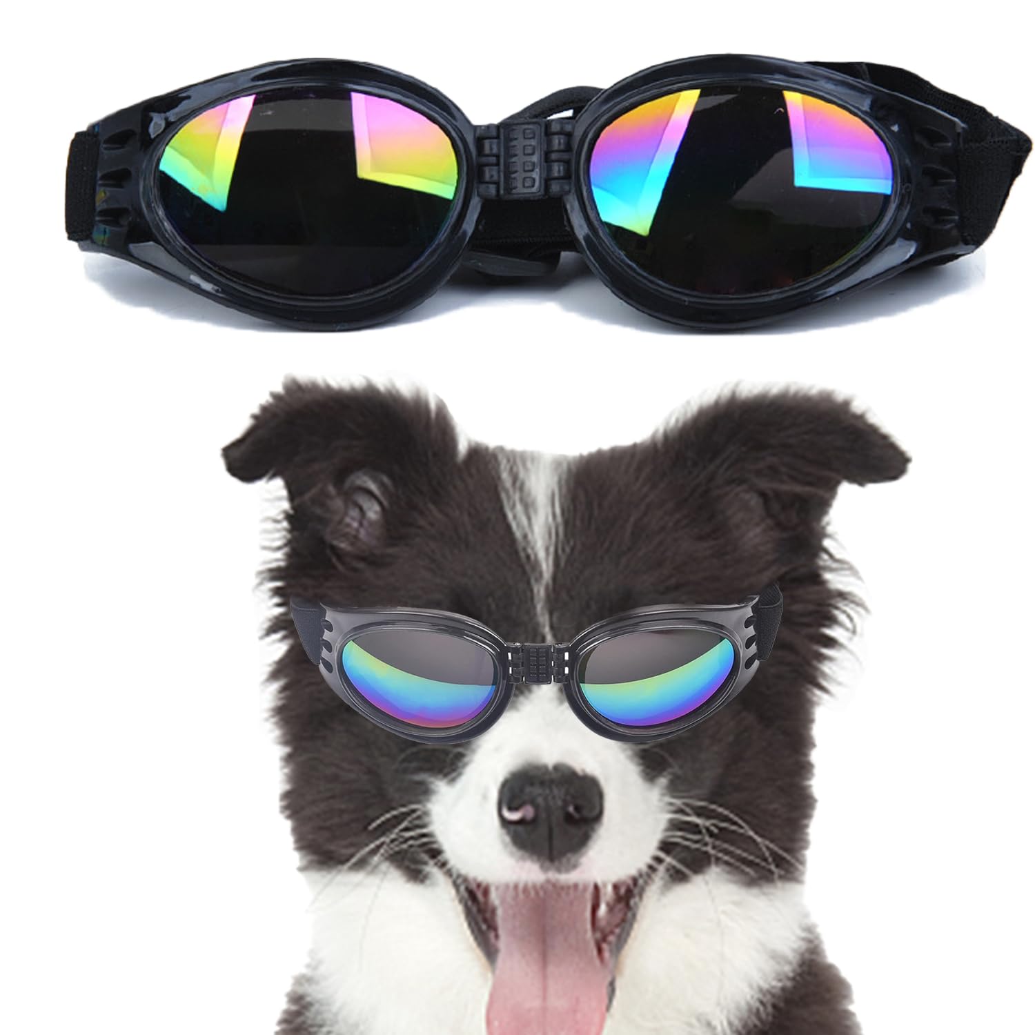 UV Protection Dog Goggles with Adjustable Strap, Windproof Pet Sunglasses for Dogs Over 6kg, Durable and Comfortable Design for Outdoor Adventures, Ideal for Sun and Wind Protection