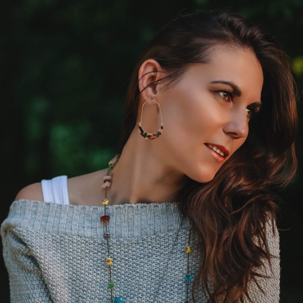 AgeXinjo 4 Pieces Leopard Jewelry Set Leopard Leather Bracelet Dangle Earring Acrylic Earrings Fur Long Necklace for Women-Oval