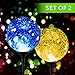 Solar Powered Crackle Glass Ball- Color Changing Stake Lights- Set Of 2- 100% Weatherproof Design- Decorative Landscape Lamps- Wireless Outdoor LED Accent Lighting- Best Decor for Garden/ Yard/ Path