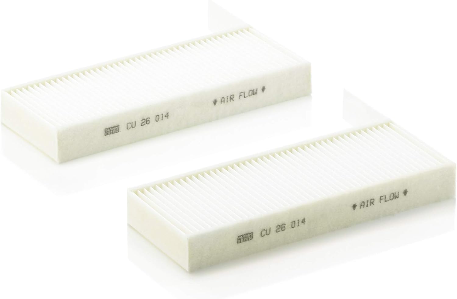 MANN-FILTER CU 26 014-2 Cabin Air Filter (set of 2) - for Cars + Transporters, White, 25.9 x 9.8 x 3.2 cm