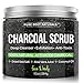 Charcoal Scrub with Coconut Oil - 10 oz. Facial Scrub, Pore Minimizer & Reduces Wrinkles, Acne Scars, Blackheads & Anti Cellulite Treatment, Great as Body Scrub, Body & Face Cleanser