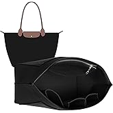 Doxo Purse Organizer Insert Compatible with Longchamp Le Pliage M Handbags,Shoulder Bag L,Custom Fit Size,with Cup Holder(Large,Black)